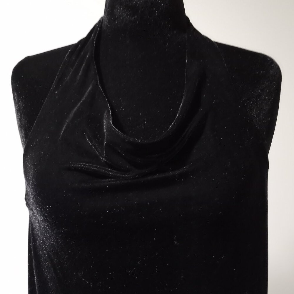 NEXT BLACK HALTER NECK BACKLESS VELVET TOP WOMEN UK SIZE 10